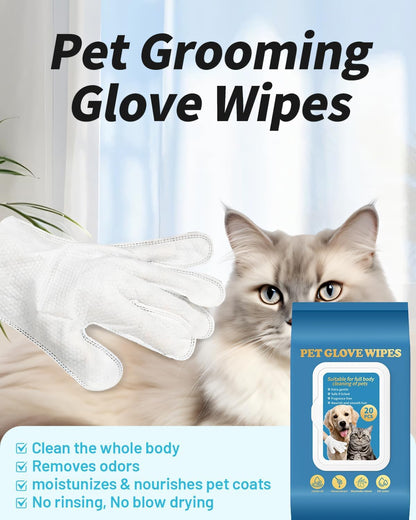 Dog Glove Wipes for Paws, Butt, Ears & Eyes - Pet Cleaning Wipes After Walk, Potty & Grooming | Extra Large Thick Rinse-Free for Dogs & Cats | Hypoallergenic Fragrance-Free for On-the-Go & Camping