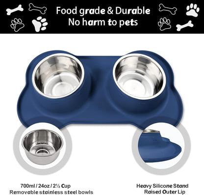 AsFrost Dog Food Bowls Stainless Steel & Water Dish with No-Spill and Non-Skid, Feeder Bowls with Dog Food Dish for Small Medium Large Size,Dogs,Cats,Puppy Pets, Black, 12oz