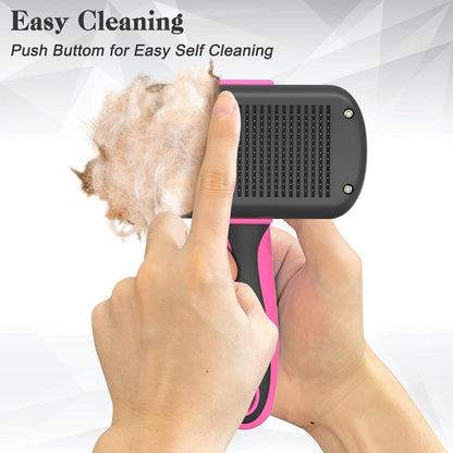 Dipoo Self Cleaning Shedding Brush - Skin Friendly Grooming Tool for Dogs, Cats, and Puppies, Deshedding and Hair Removal for Long and Short Haired Pets, Black