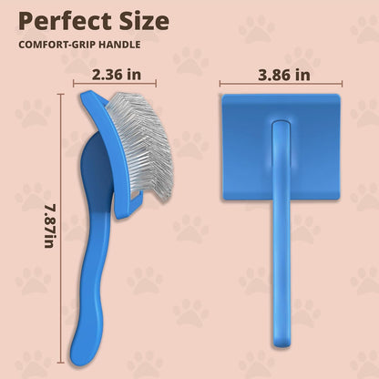 Slicker Brush for Dogs, Dog Brush for Shedding Massaging, Doodle Brush for Long Haired Dogs with Extra Long Pins to Effectively Remove Tangles, Knots and Mats (LARGE) (Blue, Large)