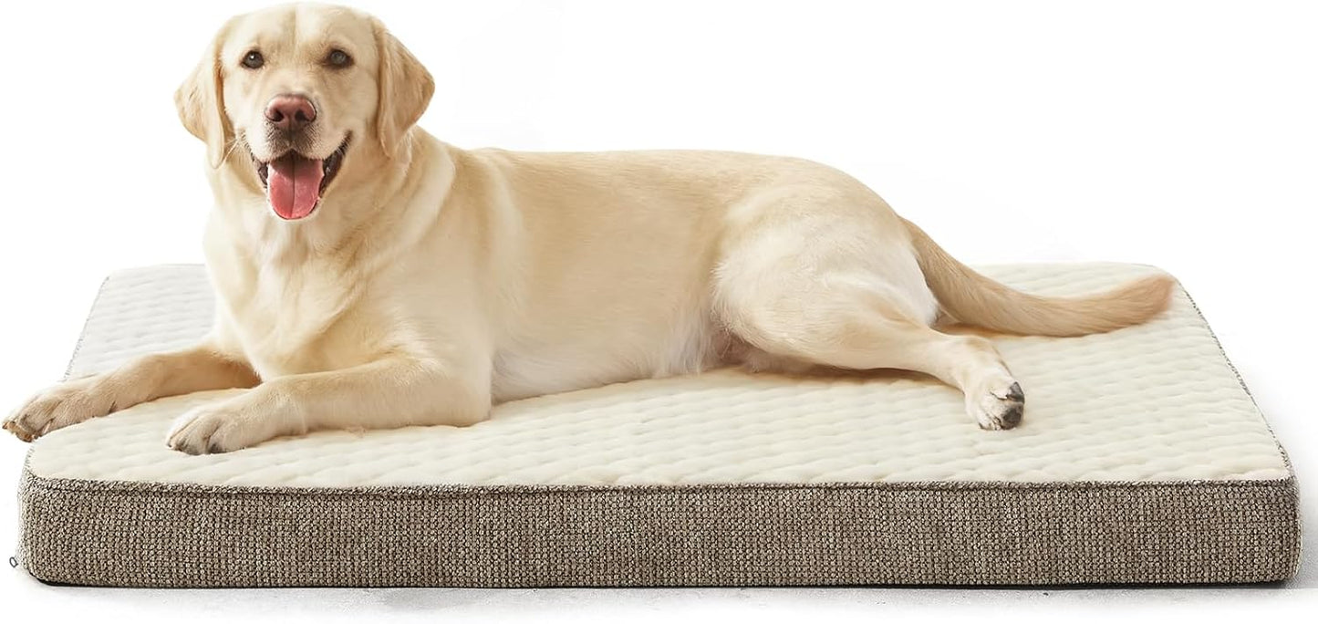 JOEJOY XL Dog Beds Large Sized Dog, Orthopedic Big Dogs Crate Bed with Washable Removable Cover, Extra Thick Egg-Crate Memory Foam Pet Beds up to 80 lbs, Grey, 41"x27"