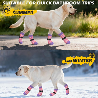 EXPAWLORER Dog Socks for Hardwood Floors, Dog Booties for Winter, Dog Boots & Paw Protectors Pavement to Prevent Licking, Anti Slip Dogs Shoes for Small Medium Large Senior Dogs,Khaki L