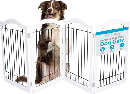 Internet's Best Wire Dog Gate with Arched Top - 4 Panel - 30" Tall - White