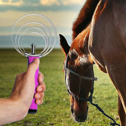 BOTH WINNERS Reversible Stainless Steel Curry Comb with Soft Touch Grip (Blue)