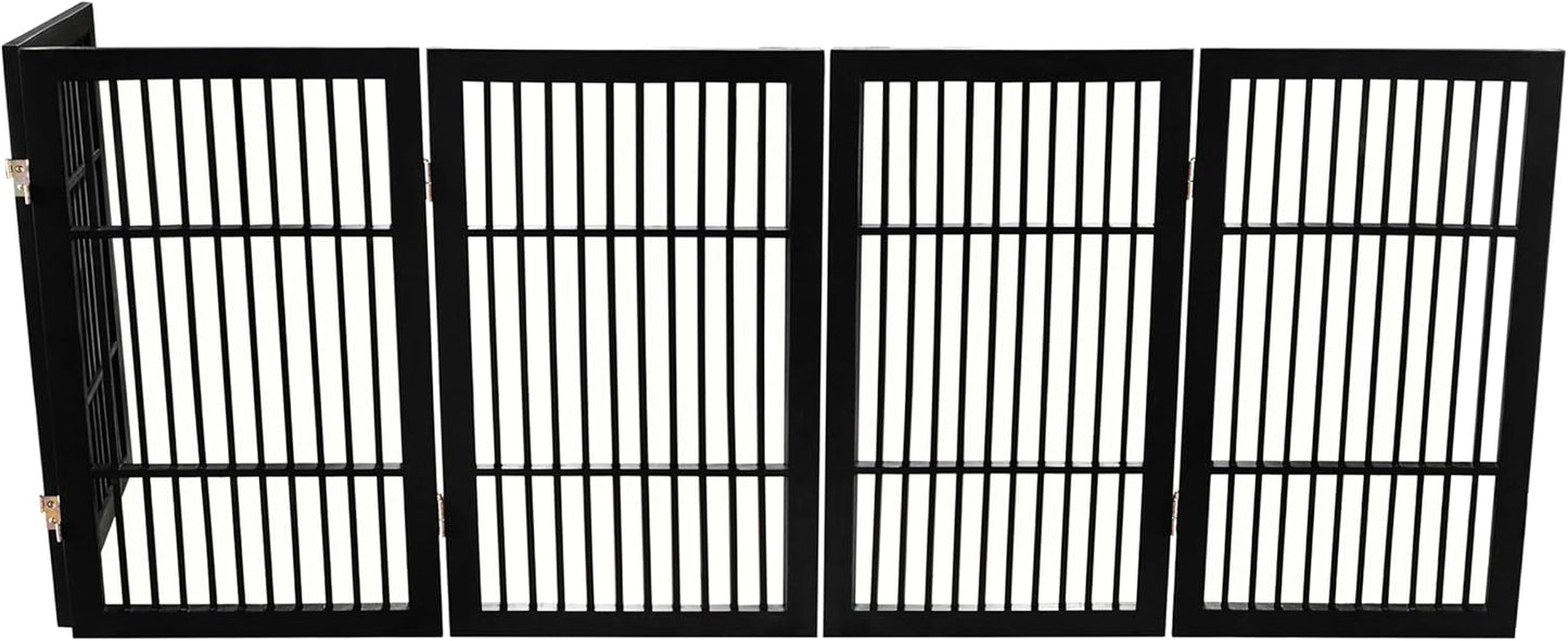 Urnporium Freestanding Wooden Dog Gate for Doorways – Foldable Acacia Wood Pet Gate, No Drill Portable Indoor/Outdoor Puppy Fence Barrier (White Pet Gate, 3 Panel 24" Tall)