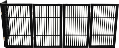 Urnporium Freestanding Wooden Dog Gate for Doorways – Foldable Acacia Wood Pet Gate, No Drill Portable Indoor/Outdoor Puppy Fence Barrier (White Pet Gate, 3 Panel 24" Tall)