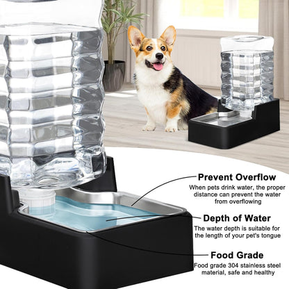 RIZZARI 10L Stainless Steel Dog Water Dispenser – Large Capacity Gravity Auto-Refill Waterer with Anti-Tip Design for Large Dogs, Ideal for Living Rooms, Offices & Indoor Pet Spaces