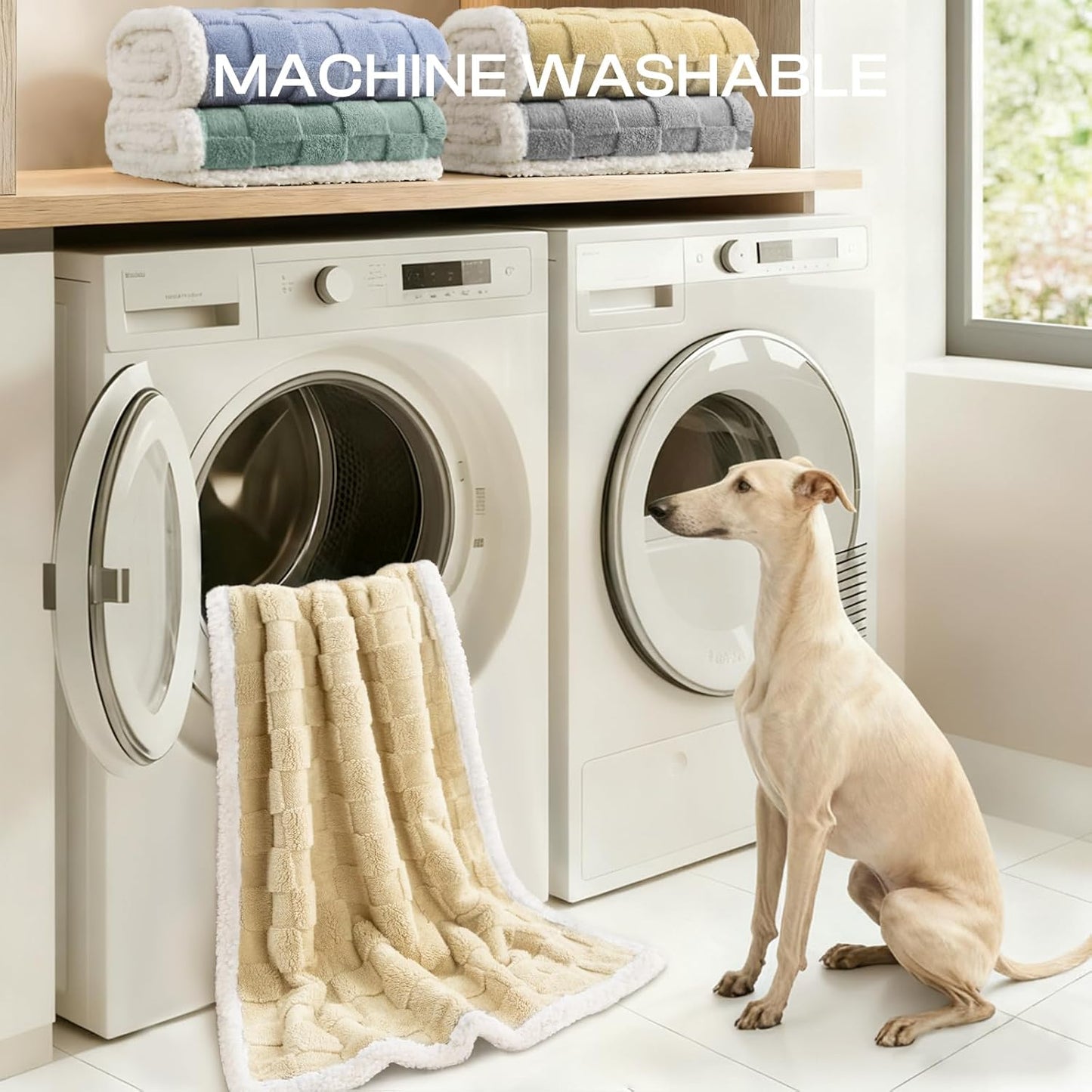 Luciphia Waterproof Dog Blanket, Leakproof Small Pet Blanket for Couch Sofa Bed Furniture Cover Protector, Washable Soft Sherpa Fleece with 3D Jacquard, Cozy Calming Reversible, Gray White, 40"x28"