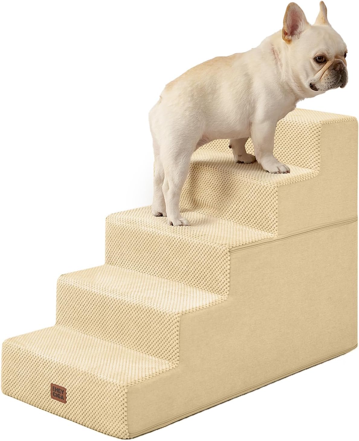 EHEYCIGA Dog Stairs for High Bed 22.5" H, 5-Step Dog Steps for Bed, Pet Steps for Small Dogs and Cats, Non-Slip Balanced Pet Ramp Indoor, Grey