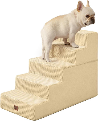 EHEYCIGA Dog Stairs for High Bed 22.5" H, 5-Step Dog Steps for Bed, Pet Steps for Small Dogs and Cats, Non-Slip Balanced Pet Ramp Indoor, Grey
