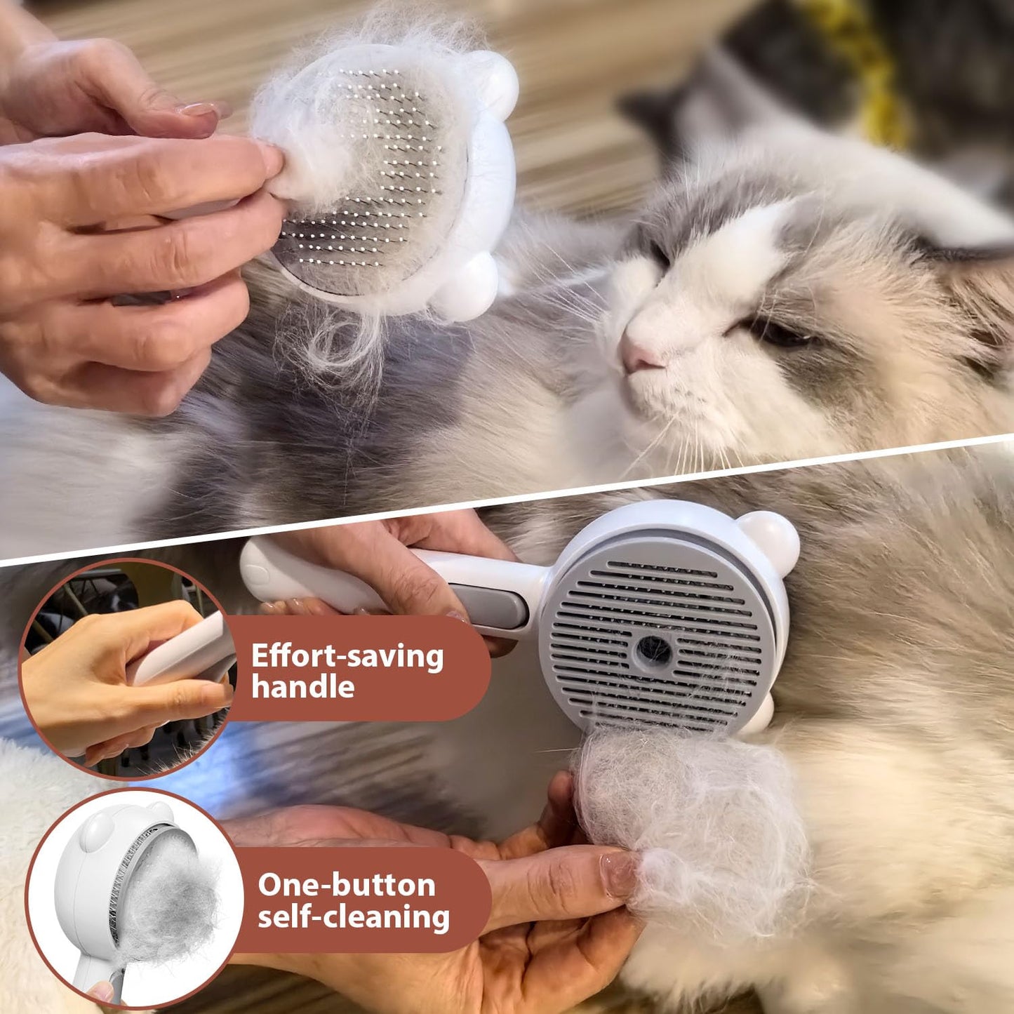 Double-Sided Pet Deshedding Dematting Comb & Steam Brush with 2 Spray Levels, Extra-Wide Detangling Undercoat Rake for Long-Hair Dogs & Cats Matted Fur, Knots, Rechargeable Grooming & Massage Tool