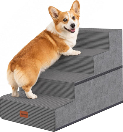 Dog Stairs for Small Dogs, 13.5" H, 3-Step Pet Steps for Couch Sofa and Chair, Non-Slip Balanced Pet Ramp for Medium Cats,Indoor Dog Ladder, Grey