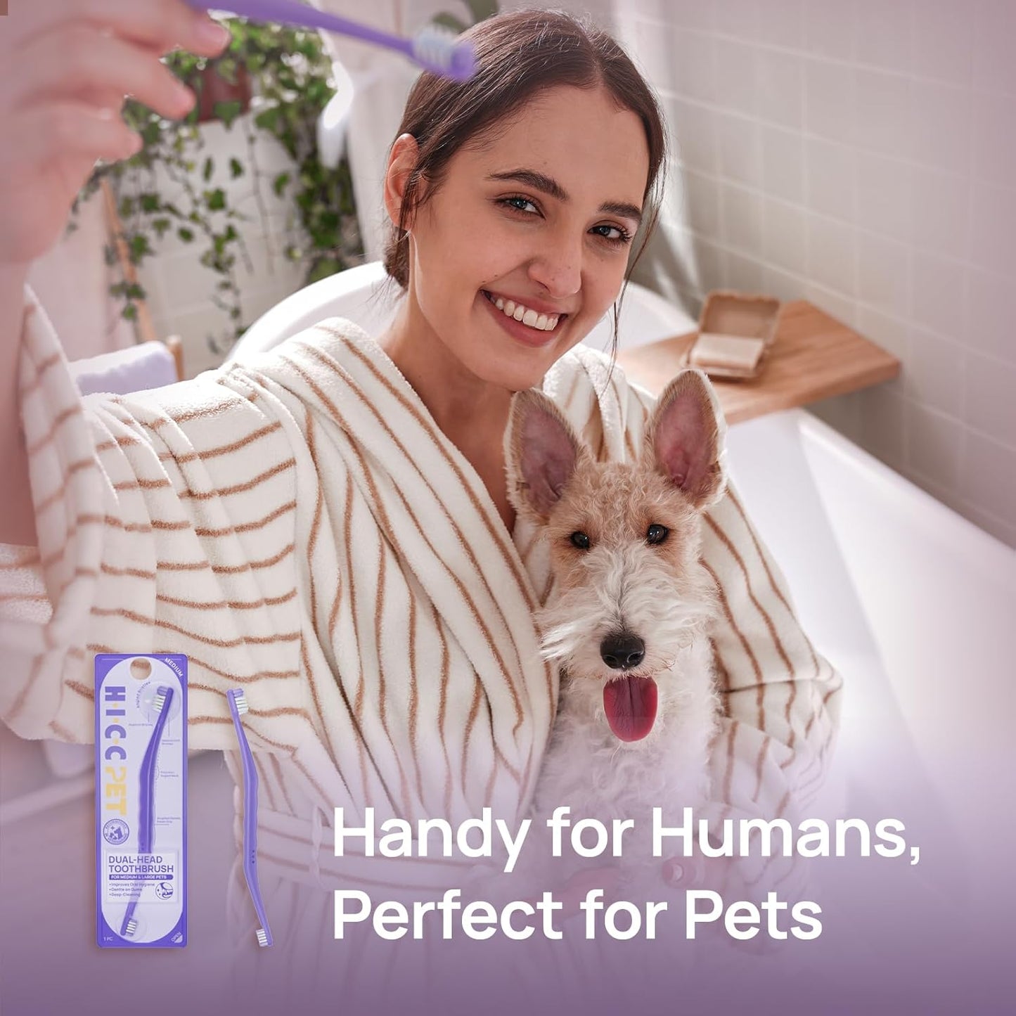 HICC PET Toothbrush for Cats & Small Dogs, Vet-Recommended Ergonomic Pet Toothbrush for Easy Teeth Cleaning, Gentle on Gums, Cat & Dog Dental Care, Improves Oral Hygiene. Toothpaste Not Included