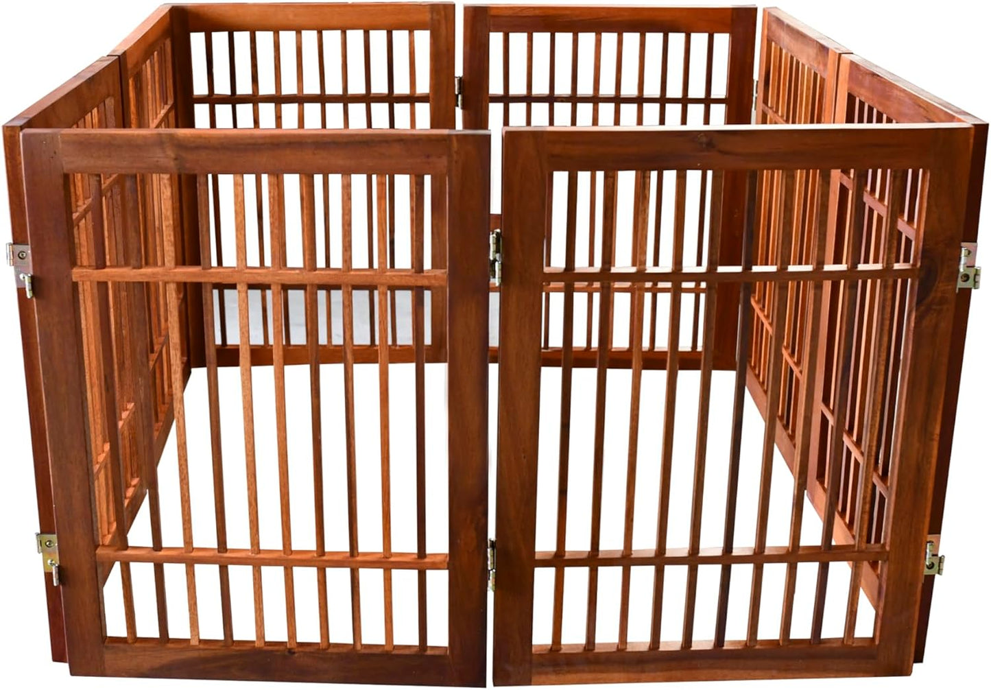 Urnporium Freestanding Wooden Dog Gate for Doorways – Foldable Acacia Wood Pet Gate, No Drill Portable Indoor/Outdoor Puppy Fence Barrier (White Pet Gate, 3 Panel 24" Tall)