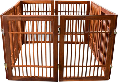 Urnporium Freestanding Wooden Dog Gate for Doorways – Foldable Acacia Wood Pet Gate, No Drill Portable Indoor/Outdoor Puppy Fence Barrier (White Pet Gate, 3 Panel 24" Tall)