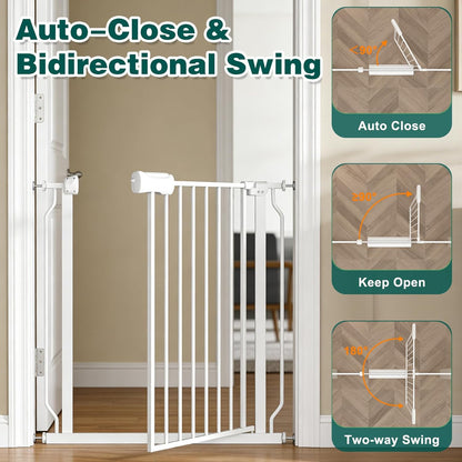 Extra Wide Baby Gate with Door, 52.76~62.2 Inch Wide Presure Mounted No Drill Metal Auto Close Child Gate for Stair Doorway - Indoor Outdoor Safty Gate for Toddler Dog Doggie, Black