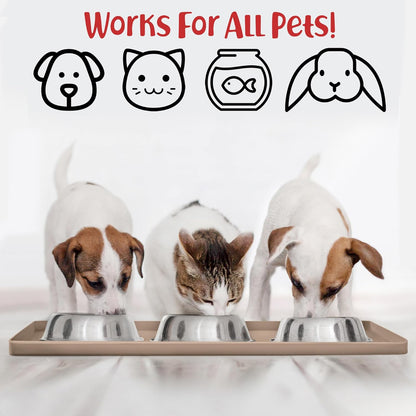 DogBuddy Dog Food Mat – Waterproof Dog Bowl Mat for Food and Water, Silicone Pet Feeding Mats for Floors, Non-Slip Placemat with High Edges for Dogs Bowls, Puppy Essentials (L: 24" x 16", Shadow)