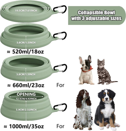OHMO Spill Proof Collapsible Dog Water Bowl 24oz for Cars, No Splash Portable Bowls for Dog Travel, Dishwasher Safe, Pet Essentials for Road Trips, Cat Travel Accessories