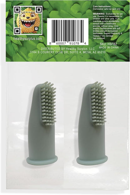 Healthy Surplus - Silicone Finger Brush Toothbrush - Dental Hygiene Toothbrush Solution for Dogs, Cats and Puppies - 1 Pack Containing 2 Dental Care Fingerbrushes for Pets