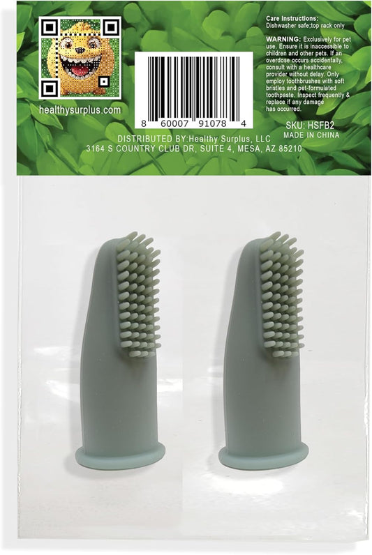 Healthy Surplus - Silicone Finger Brush Toothbrush - Dental Hygiene Toothbrush Solution for Dogs, Cats and Puppies - 1 Pack Containing 2 Dental Care Fingerbrushes for Pets