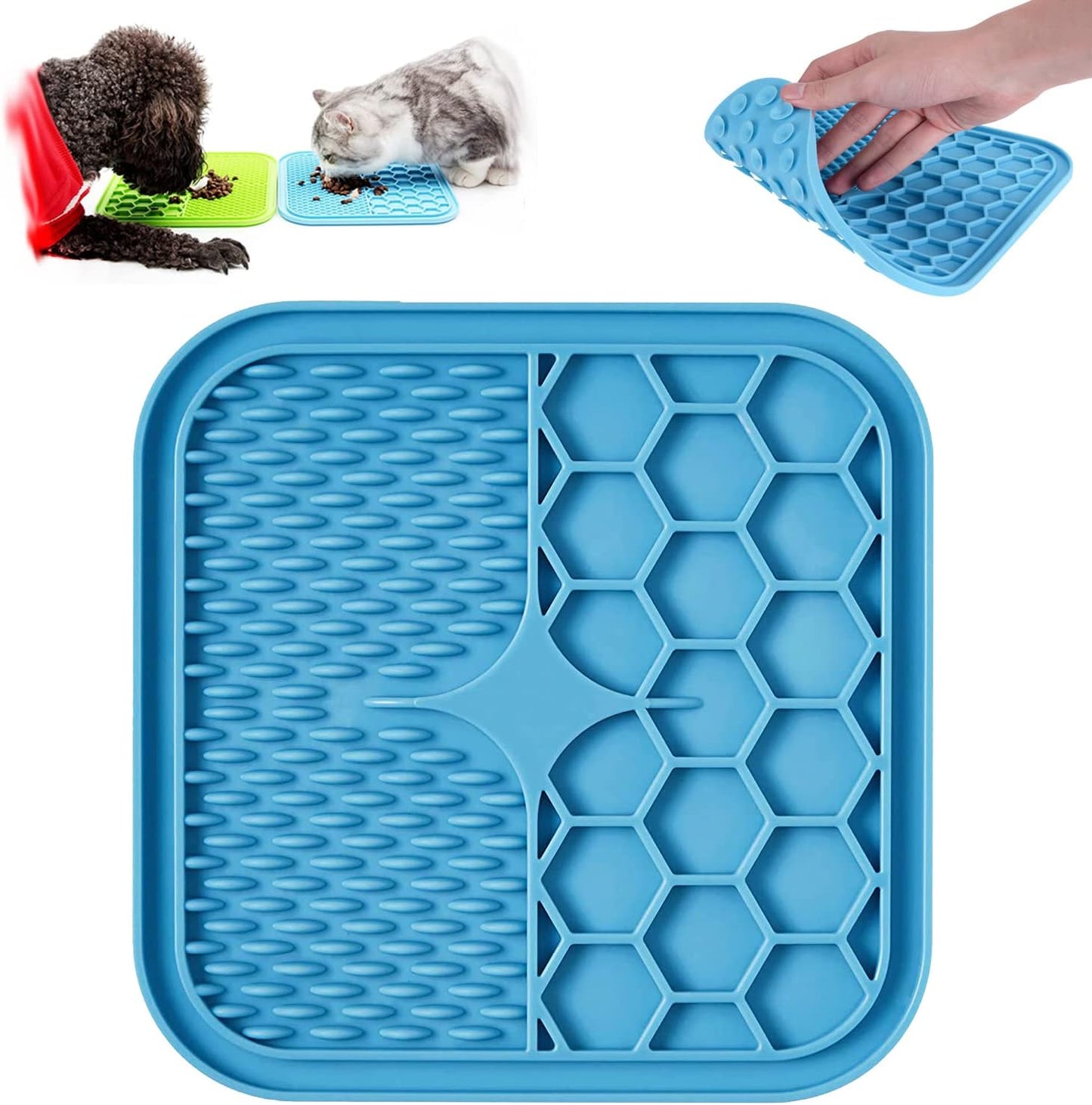 Lick Mat for Dogs, Dog Lick Mat with Suction Cups for Anxiety, Peanut Butter Dog Licking Mat Slow Feeder Dispensing Treater Lick Pad for Dogs Cats Grooming Bathing and Training (Grey)