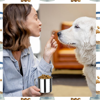 2 Pcs Dog Food Scoop 1 Cup,304 Stainless Steel Measuring Cups with Handle Pet Food Scoop Cup Measuring Scoop for Dogs, Cats, Birds & Rabbits – Ideal for Dry Food & Treats (1 CUP)