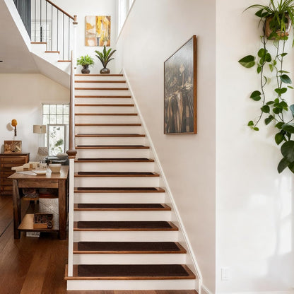 Extra Wide Non Slip Stair Treads for Wooden Steps – 15 Pack 9" x36'' Extra Wide Carpet Runners with Reusable Adhesive, Step Pads for Dogs, Kids, Seniors, Machine Washable – Geige