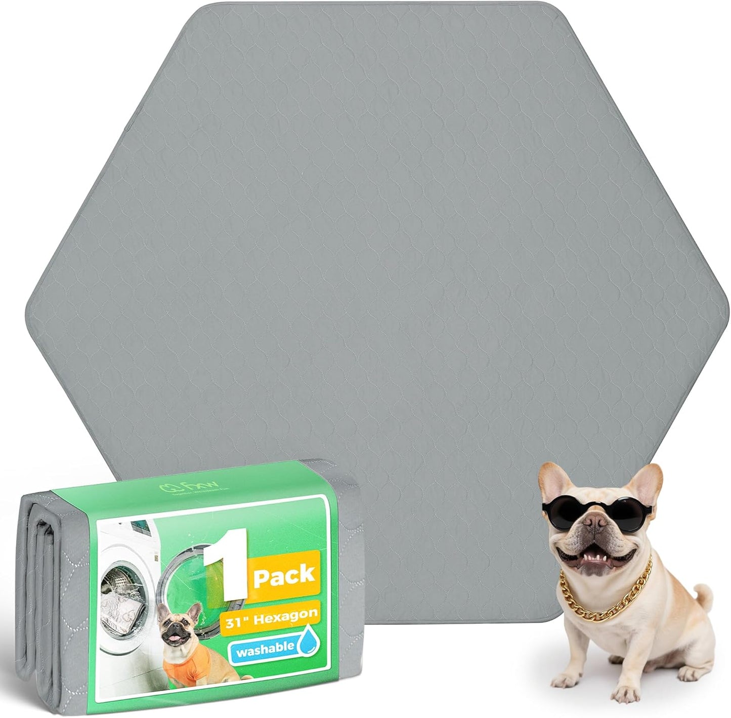 FXW Washable Pee Pads for Dogs, Puppy Pads with Super Absorbent, Specifically Designed for FXW Rollick/Homeplus 24inch 6 Panels Dog Playpen, 39" x 63" Rectangle, Khaki, 1 Pack