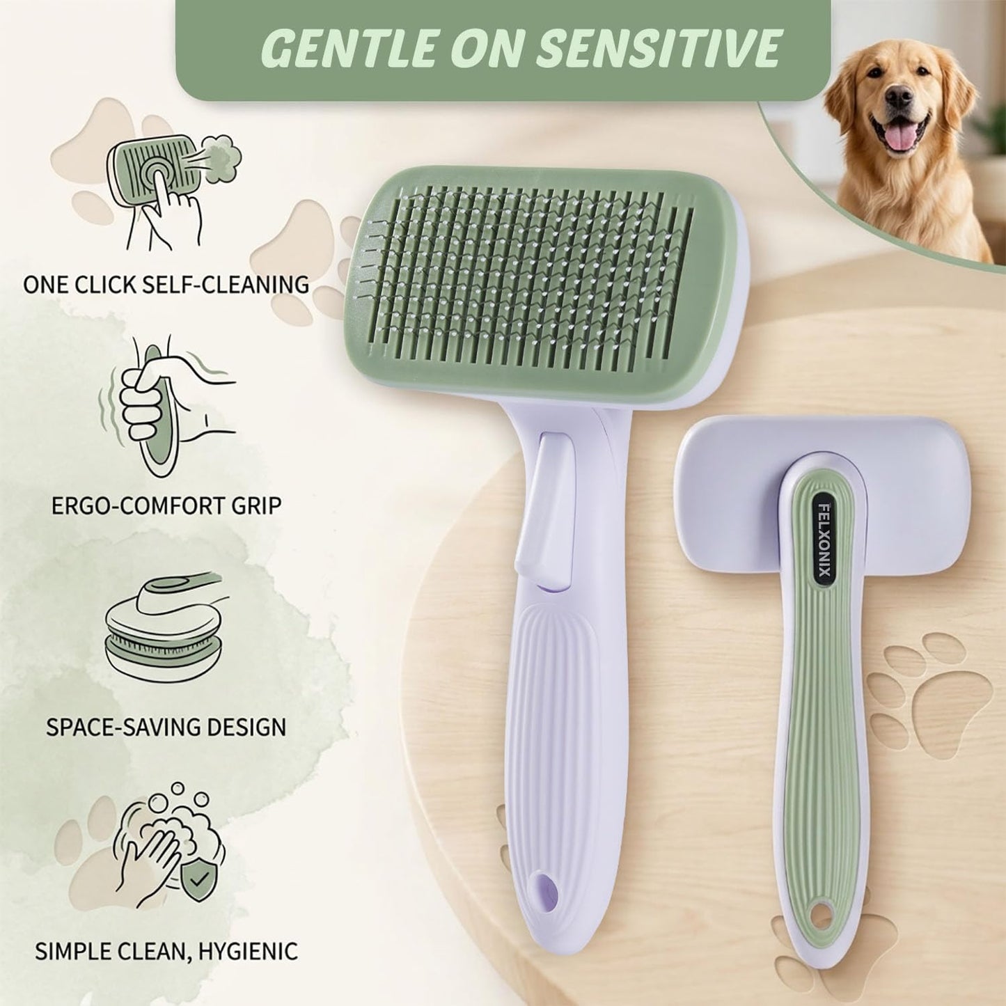 Slicker Brush for Dogs & Cats Deshedding Dog Brush for Long & Short Hair, Removes Undercoat, Mats & Tangles, Skin-Friendly Dog Grooming Comb for Shedding Control (Pink)