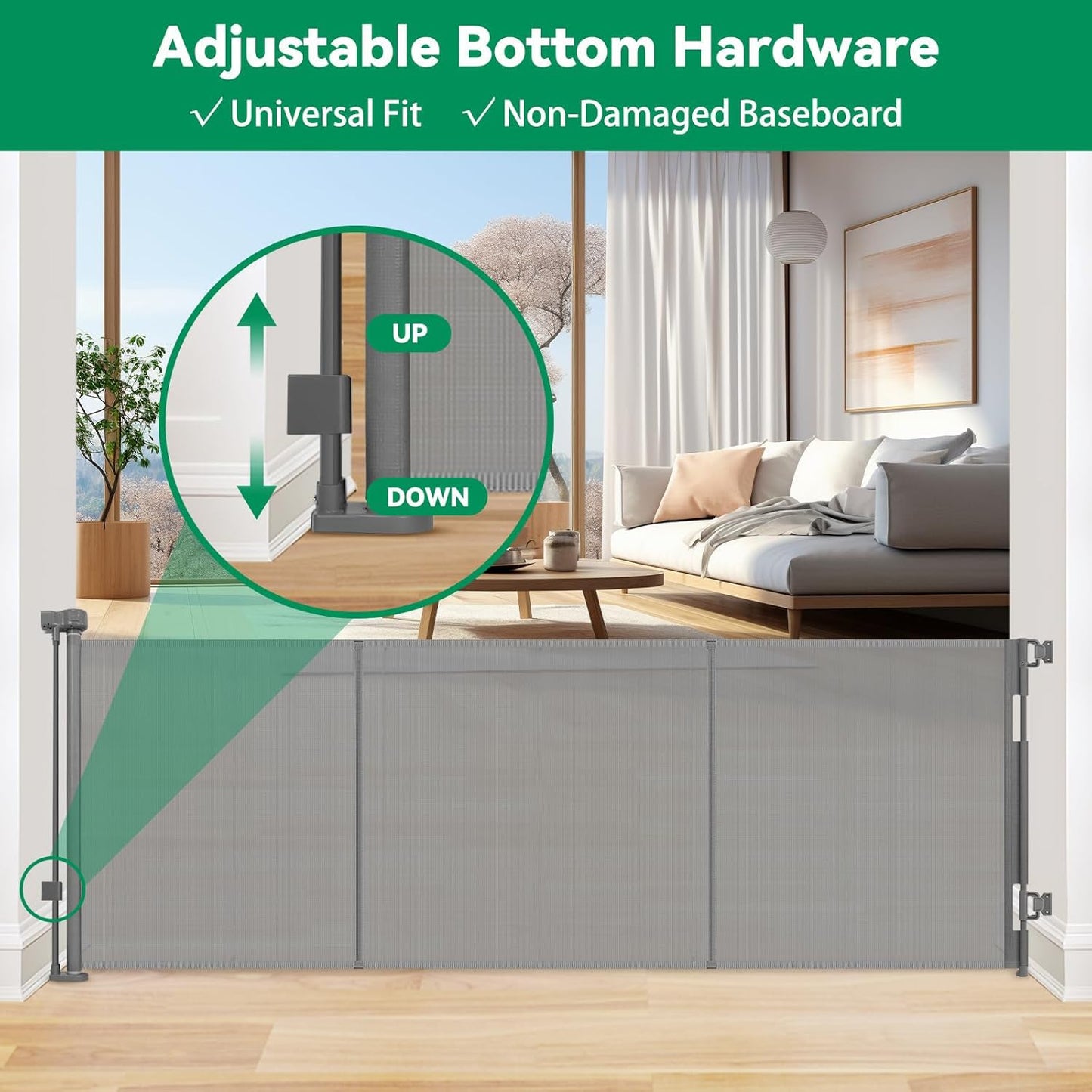 Reinforced 85 Inch Wide Retractable Dog Gate Extra Long Baby Gate with Support Rods – Prevent Crawling Under, Indoor Extra Wide Retractable Baby Gate Retractable Gate Outdoor Gates for Decks, White