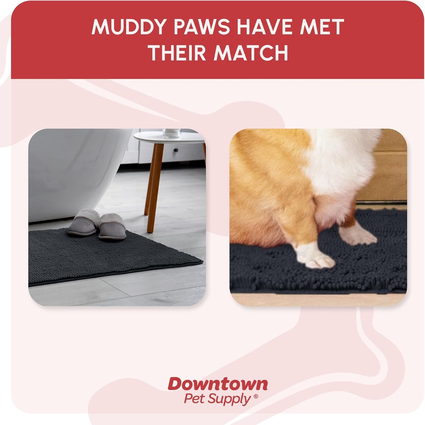My Doggy Place Dog Mud Mat, 36"x26" Ash – Thick Microfiber Entry Rug for Snow, Mud & Salt – Absorbent, Quick-Dry, Washer-Safe & Non-Slip, Large