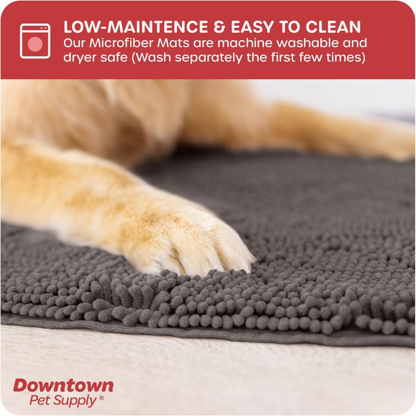 My Doggy Place Dog Mud Mat, 36"x26" Ash – Thick Microfiber Entry Rug for Snow, Mud & Salt – Absorbent, Quick-Dry, Washer-Safe & Non-Slip, Large