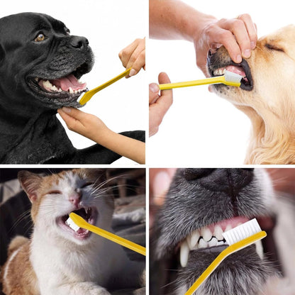 Pet Republique Dog Toothbrush Set of 6 – Dual Headed Dental Hygiene Brushes for Small to Large Dogs, Cats, and Most Pets