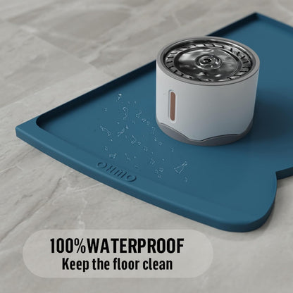 OHMO - Cat Food Mat, Silicone Pet Feeding Mat for Floor Non-Skid Waterproof Dog Water Bowl Tray, Easy to Clean Pet Placemat (Erythrinus, 18 * 9.8'')