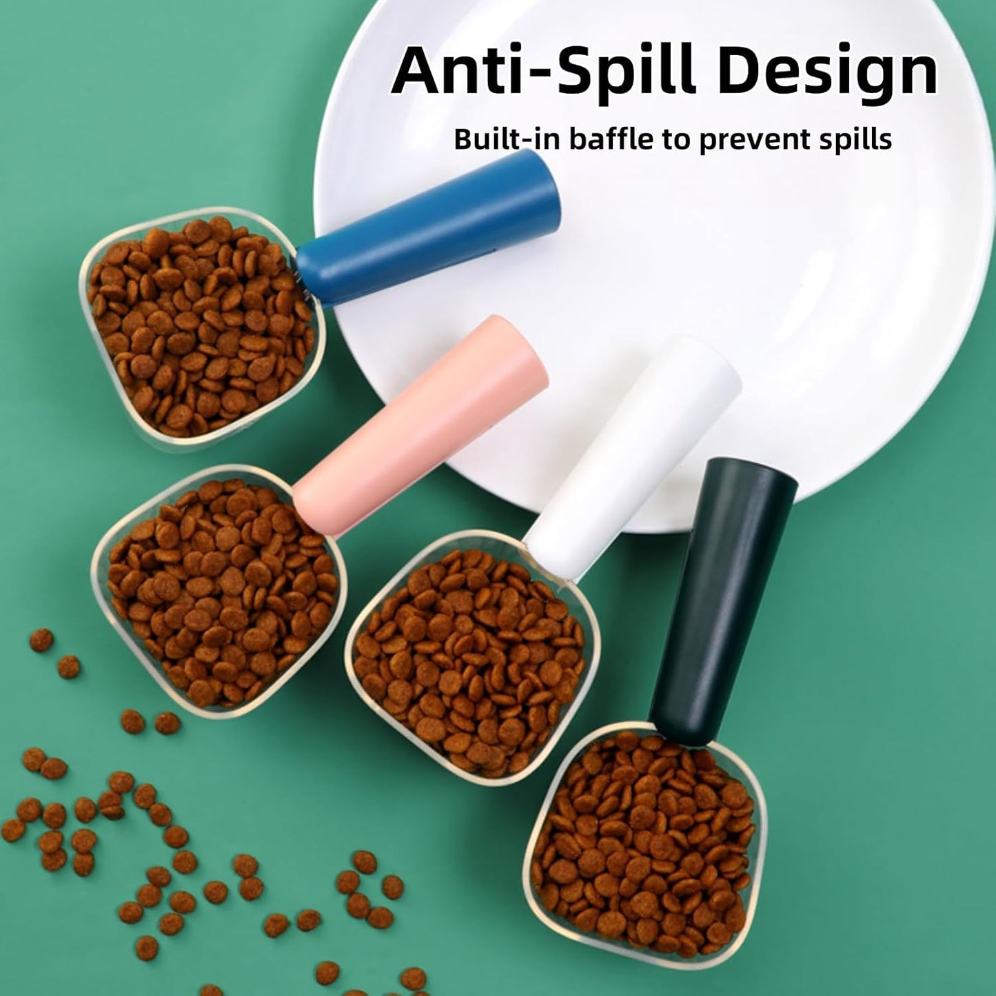 Pet Cat Dog Food Scoop, Dog Cup Capacity Cat Food Scooper With Sealing Clip, Puppy and Cat Coffee Bean, Flour Scoop Grey