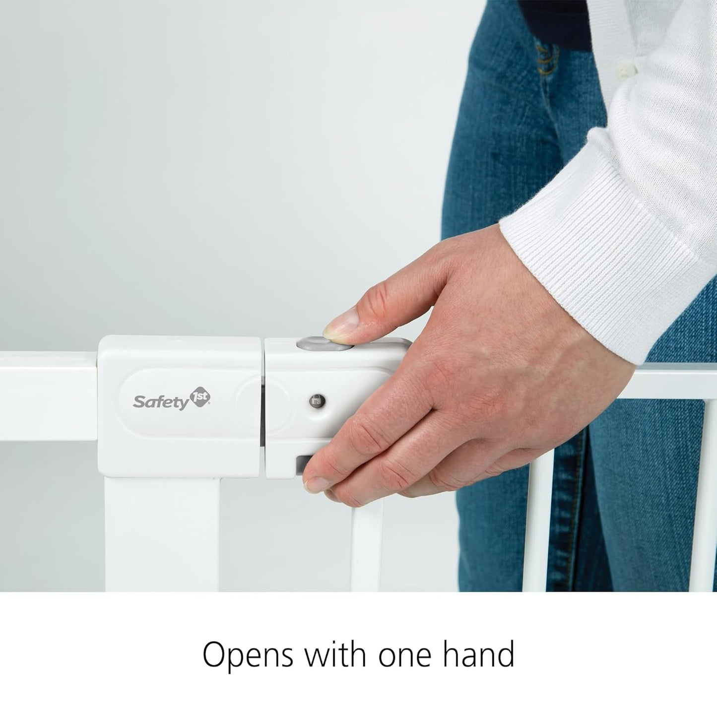 Safety 1st Easy Install Baby Gate for Doorways, Auto-Close Pressure-Mounted Magnetic Latch, Indoor Dog Gates, No Drilling, Fits 29"-38", Grey
