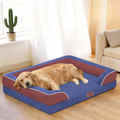 Comfort Expression Orthopedic Dog Bed for Extra Large Dogs 42x30 Inch, Waterproof Egg Crate Foam XL Pet Bed with Removable Bolsters, Dog Couch with Washable Cover & Non-Slip Bottom, Grey - Colors A