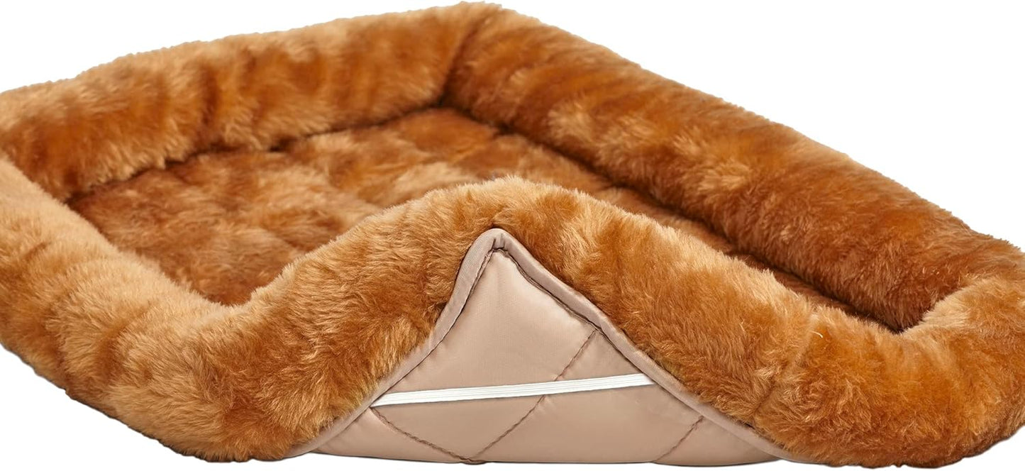 MidWest Homes for Pets QuietTime Dog Bed - White Fleece Bolster, Ultra-Soft and Machine Washable, Fits 24-Inch Crates and Carriers, for Small Breed Dogs