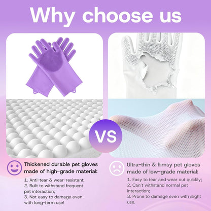 2-Pair Pet Hair Remover Glove for Dogs and Cats Washing, Grooming, & Deshedding – Multipurpose Silicone Dog Bath Gloves, Cat Brush Glove Mitt for Pet Cleaning & Household Use (pink & Blue)