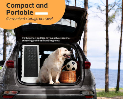 PawStep 51066 Pet Ramp with Soft Traction - Folding, Non-Slip Dog Ramp for Large Dogs up to 300 lbs - Folds from 35 to 68.5 Inches - Portable for Trucks, SUV, Cars