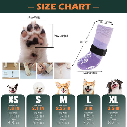 EXPAWLORER Anti Slip Dog Socks to Prevent Licking Paws, Dog Shoes for Hot Pavement Walk, Dog Booties for Hardwood Floors, Dog Boots & Paw Protectors with Grippers for Small Medium Large Senior Dogs M