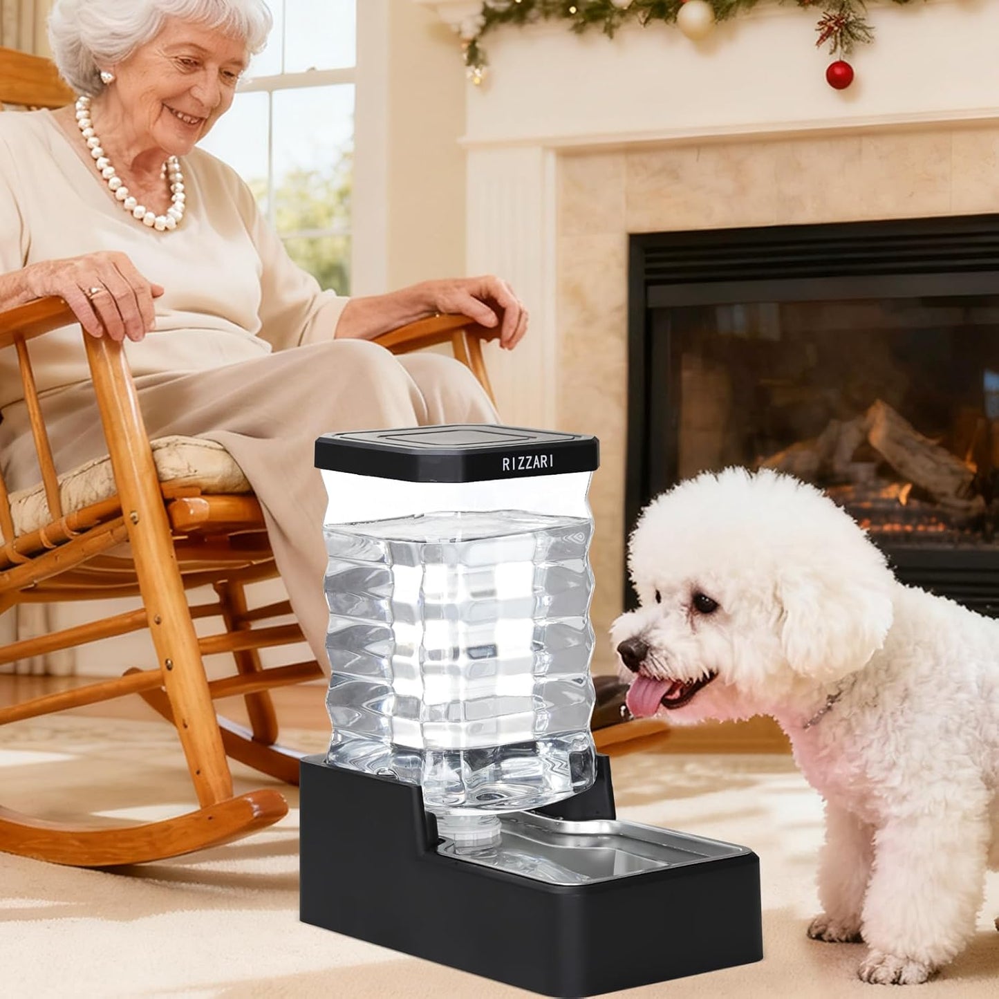 RIZZARI 10L Stainless Steel Dog Water Dispenser – Large Capacity Gravity Auto-Refill Waterer with Anti-Tip Design for Large Dogs, Ideal for Living Rooms, Offices & Indoor Pet Spaces