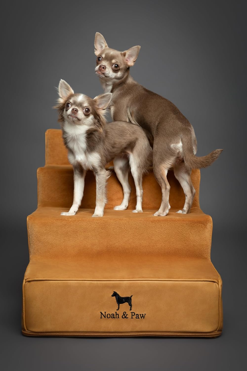 Noah & Paw Dog Stairs, Dog Ramp for Bed (20" Extra Wide) Pet Stairs for High Bed, Design to Fit Small and Large Breeds, Durable 5 Pet Steps for Couch (35 Foam Density) Leather Collection