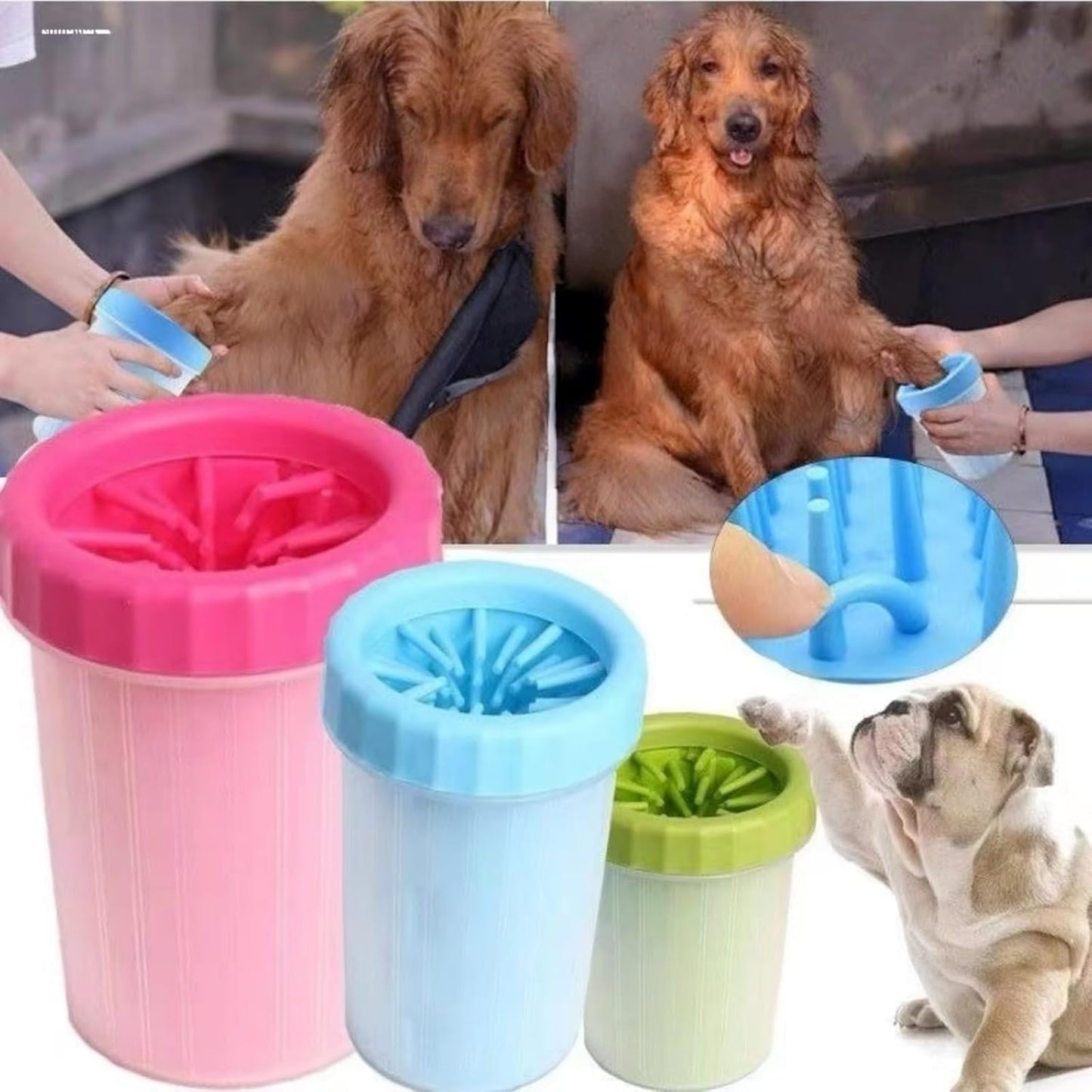 Portable dog claw cleaner, portable pet silicone cleaning cup, gift for pet lovers -2-piece (blue)