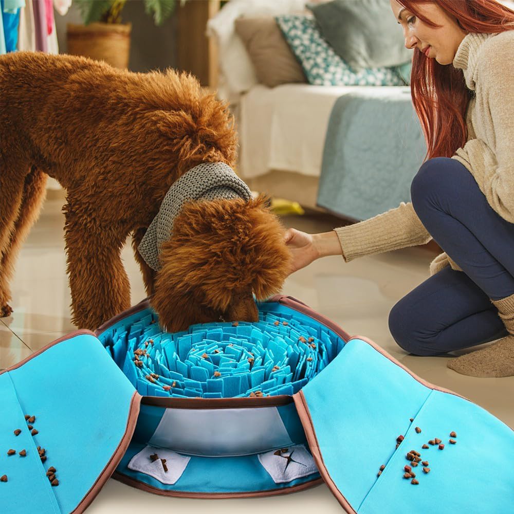 AWOOF Pet Snuffle Mat for Dogs, Interactive Feed Game for Boredom, Encourages Natural Foraging Skills for Cats Dogs Bowl Travel Use, Dog Treat Dispenser Indoor Outdoor Stress Relief