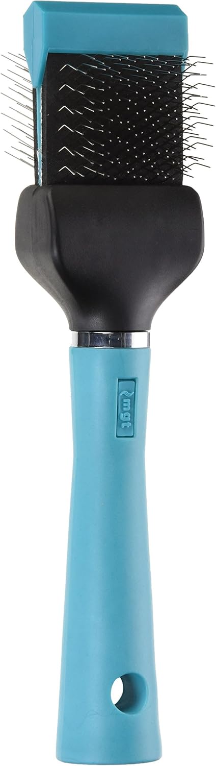 Master Grooming Tools Double-Sided Hard Flexible Slicker Brushes — Versatile Brushes for Grooming Dogs - Green, 8"L x 4"W, Large, Teal