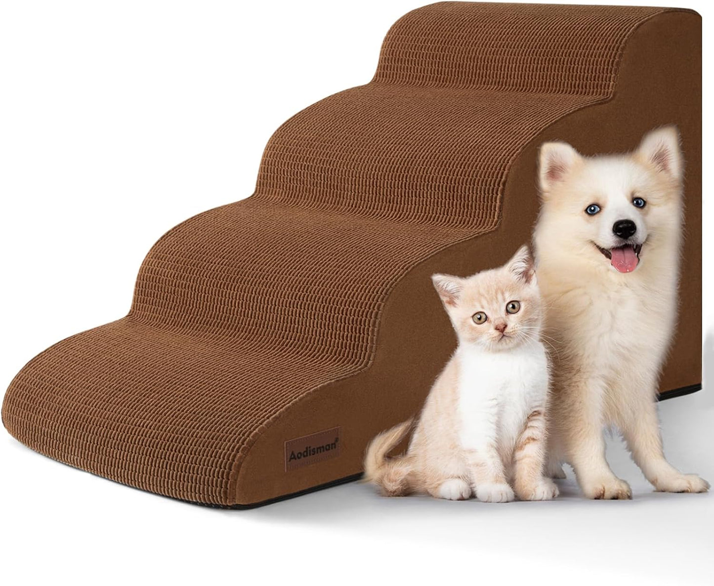 Aodisman 3-Step Dog Ramp and Stairs for Sofa and Chair - Non-Slip Sturdy Pet Steps for Small Dogs and Cats,15.7" H,Grey