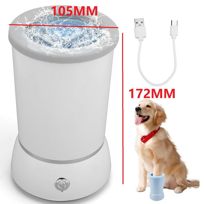 Automatic Dog Cleaner Washer and Massager, Electric Pet Foot Paws Washer for Dogs Cats, USB Portable Dog Feet Cleaner Cup for Small to Medium Dogs, Pet Grooming Supplies(White)