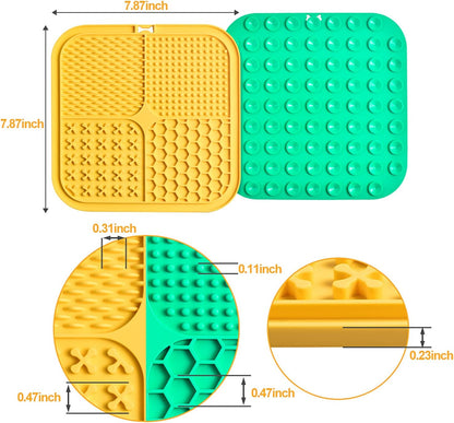 LUKITO Lick Mat for Dogs & Cats 2 Pack with Suction Cups, Dog Lick Mat for Anxiety Relief, Dog Toys to Keep Them Busy, Peanut Butter Licking Pad for Boredom Reducer, Perfect for Bathing Grooming