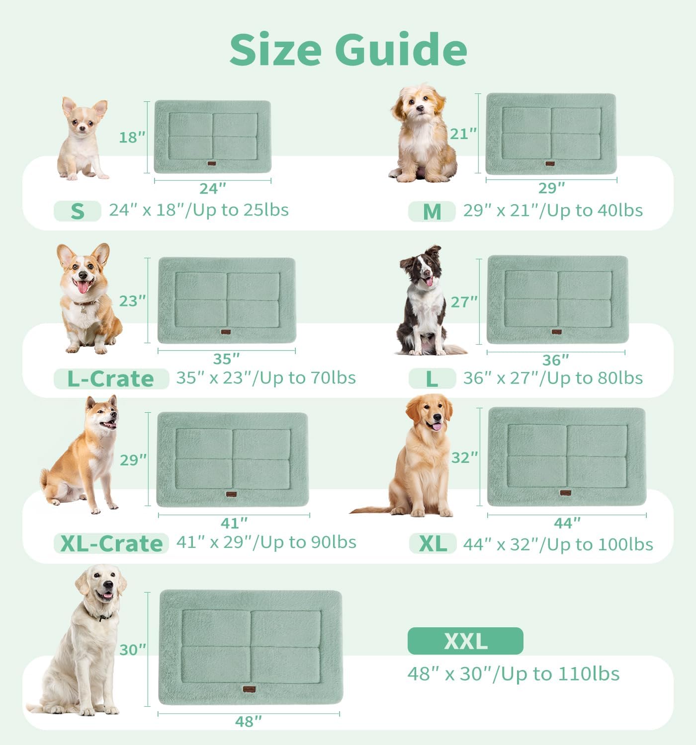 Made4Pets Dog Crate Pad Bed for Medium Large Dogs, Washable & Reversible, Anti-Slip Kennel Mat for Cozy Sleeping, Soft Fluffy Dog Bed for Indoor & Outdoor Use, 35"x23", Gray